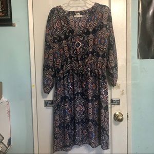 R2D Elastic Waist Paisley Pattern Midi Dress